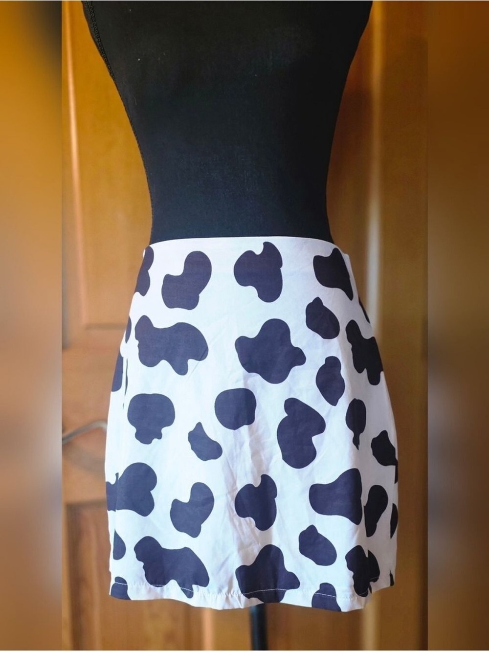 Cow Print Mini Skirt in Black and White